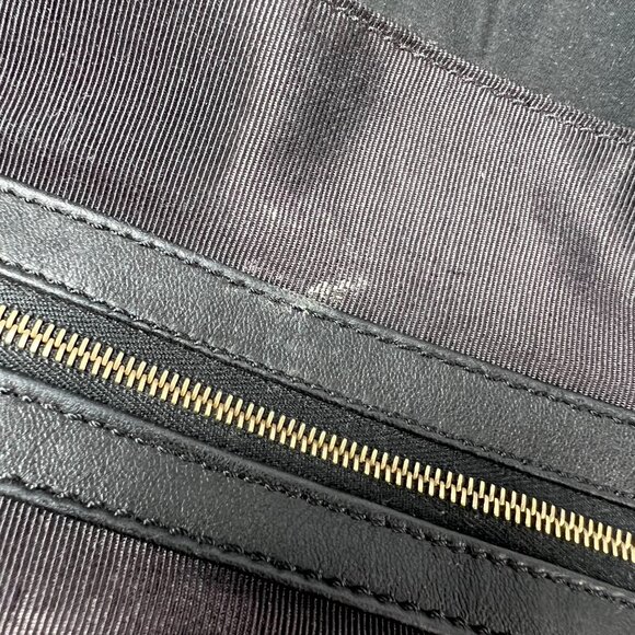 JOHNNY FARAH Black Leather/Nylon Backpack with Gold metal Hardware - Picture 10 of 12